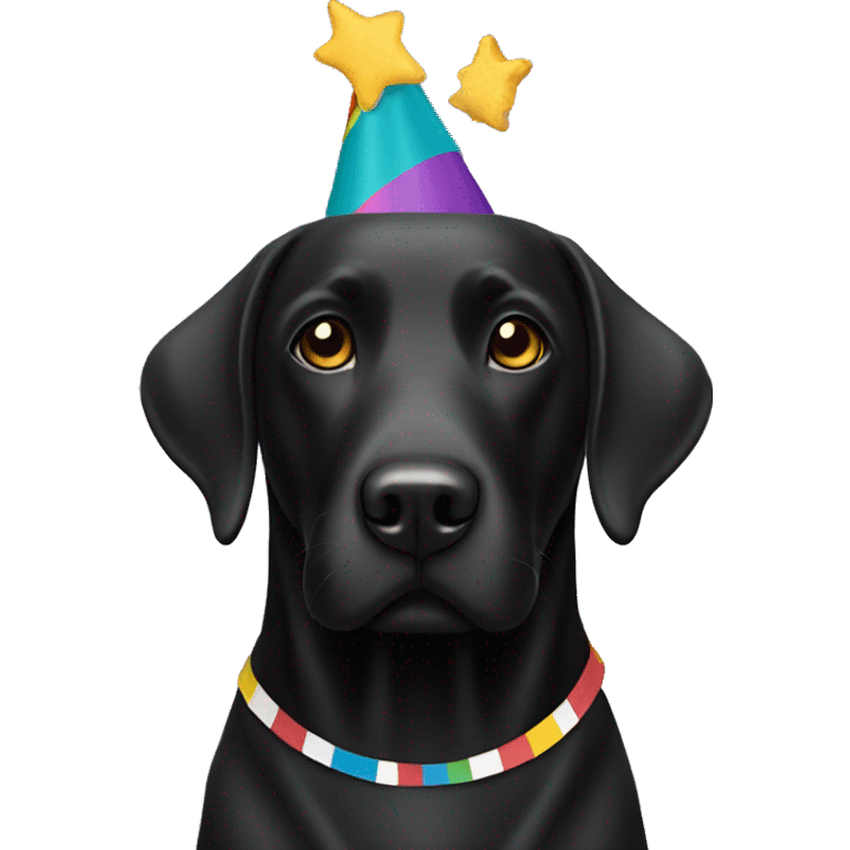 Black Labrador with happy birthday flag emoji