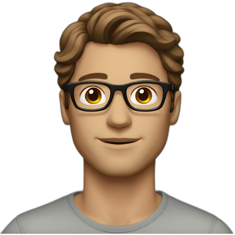 a beautiful male model with brown medium hair and glasses emoji