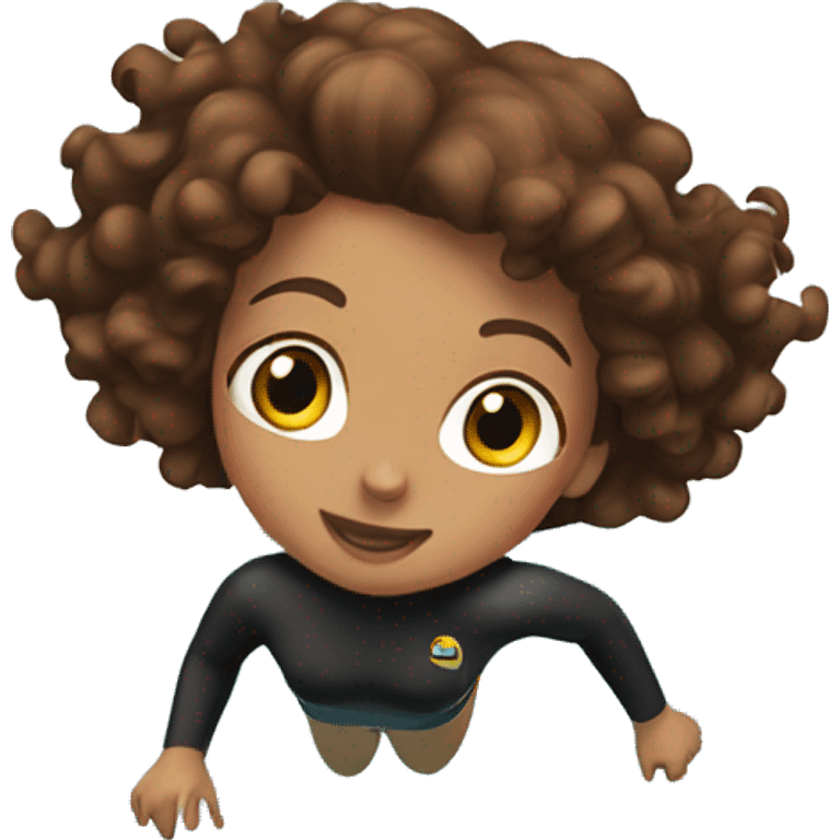 Girl with brown curly hair diving from a block into a pool emoji