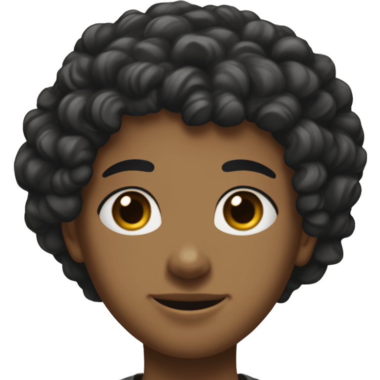 Teenager's head with a little curlThe head of a teenager with slightly curly black hair, brown eyes, slightly thickA teenager's head with slightly curly black hair, brown eyes, slightly thick eyebrows emoji