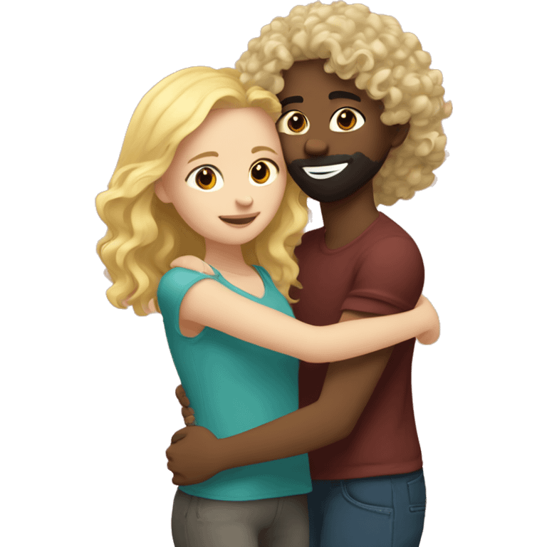 Blond white girl hugging Mexican curlyhaired black haired girl emoji