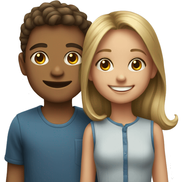 smiling girl with boy portrait emoji