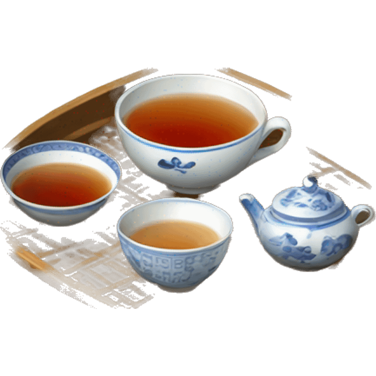 chinese tray with tea emoji