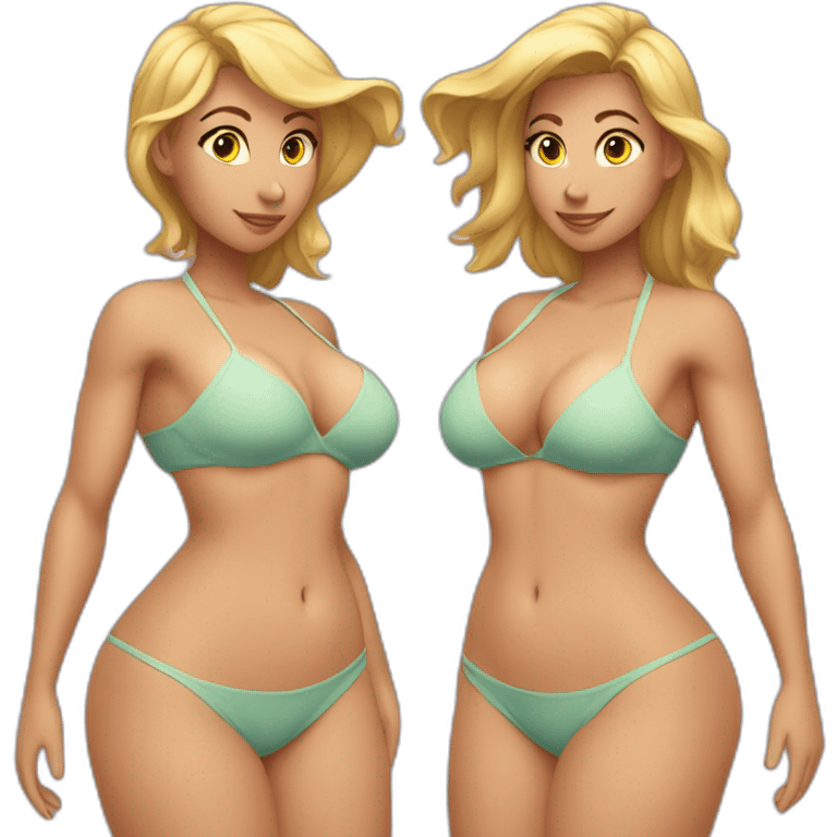 Slim-thicc Caucasian woman bikini hands on hips pose (beach body) emoji