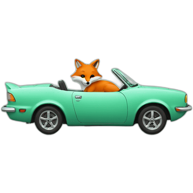 fox driving a mint mazda emoji