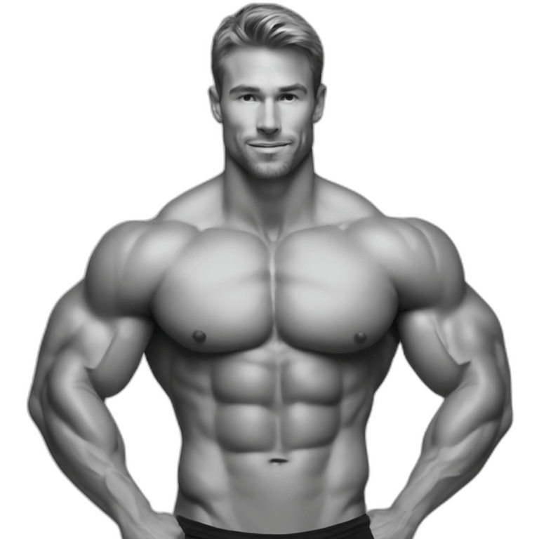 Muscular Caucasian fit guy pose bubble butt emoji