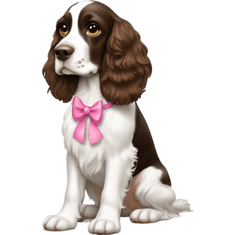 English springer spaniel with pink bow emoji