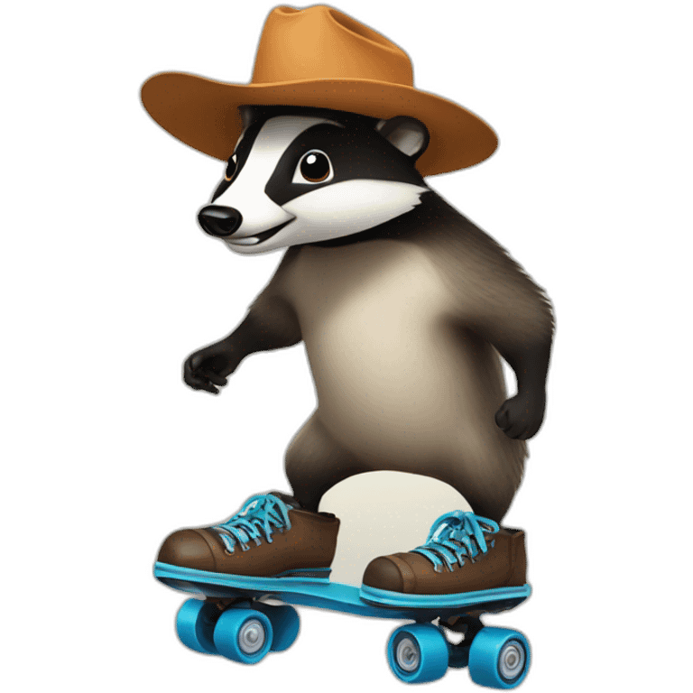 Badger wearing rollerskates and a cowboy hat emoji