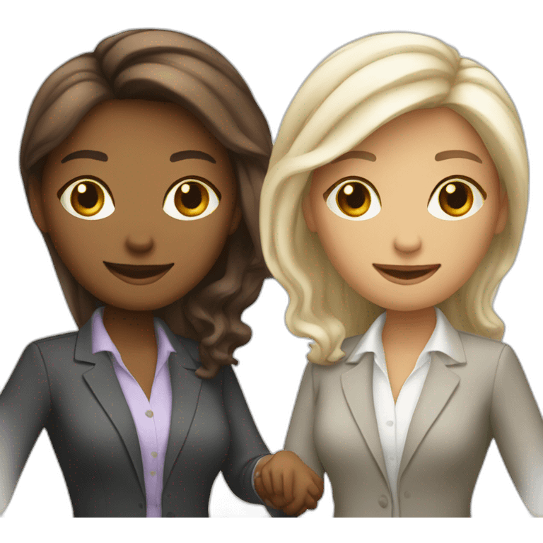 two white business women with different hair colors shaking hands emoji