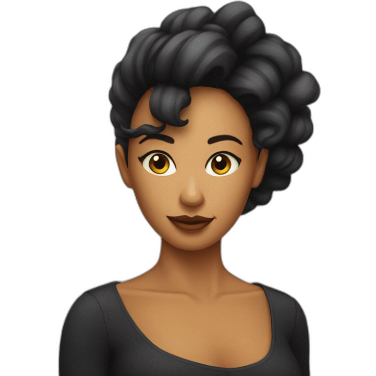 Crevette avec une tête féminine au cheveux noir long emoji