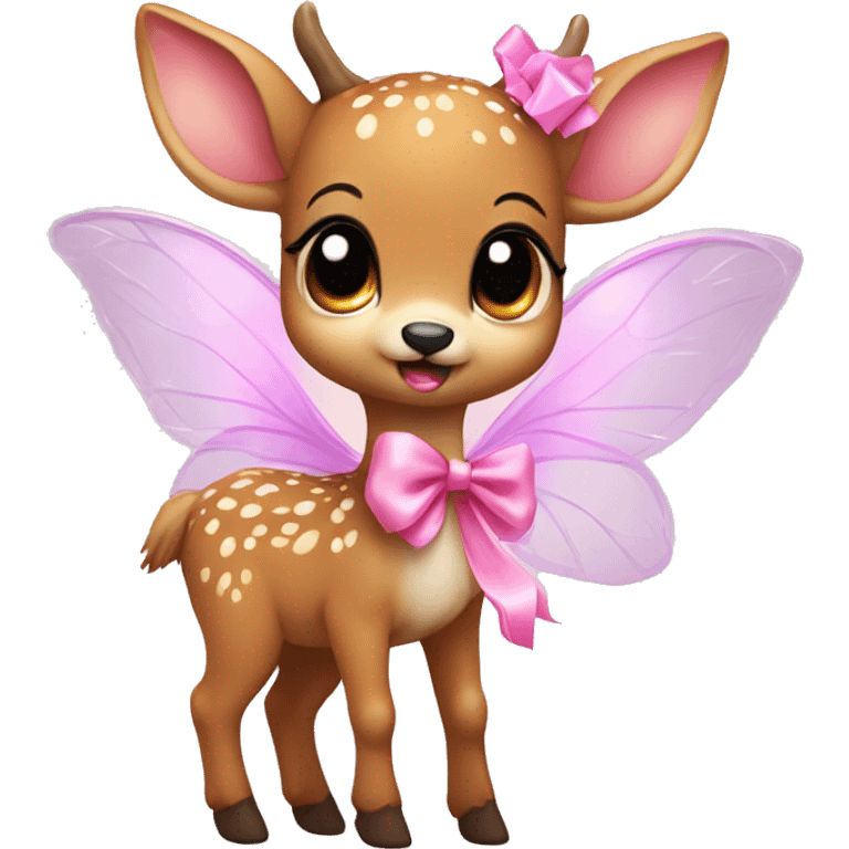 baby deer with fairy wings and a pink bow around its neck  emoji