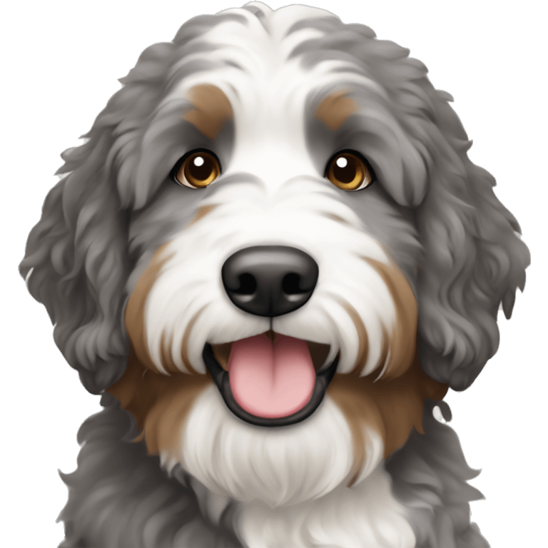 Grey brown and white bernedoodle emoji