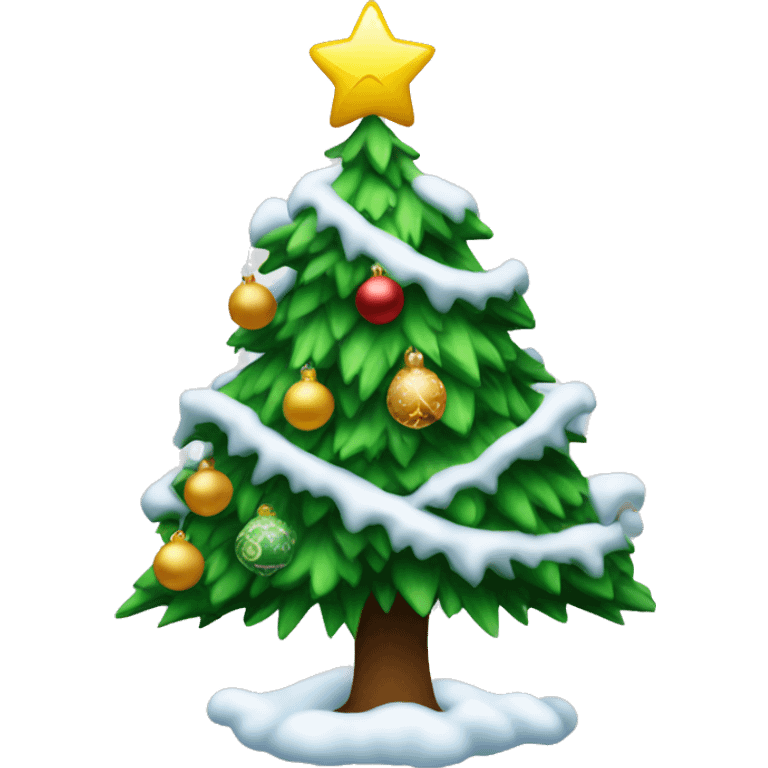 A Christmas tree with snow and decorations emoji