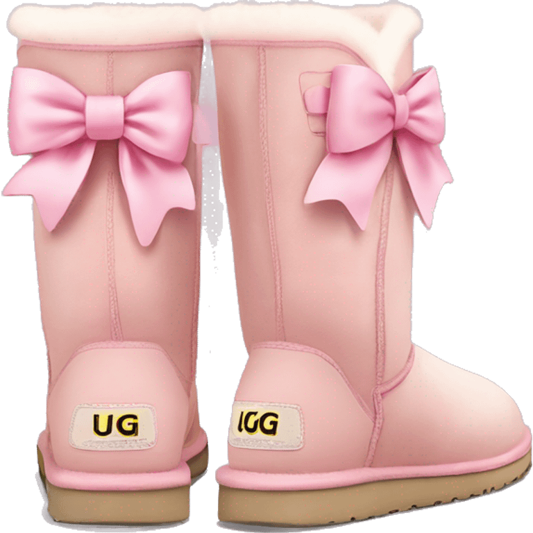 Light pink UGG boots with light pink bows ￼ emoji