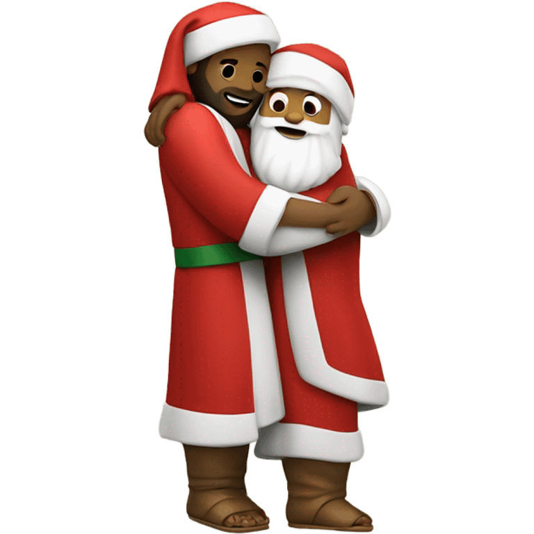 Jesus hugging Santa Claus  emoji