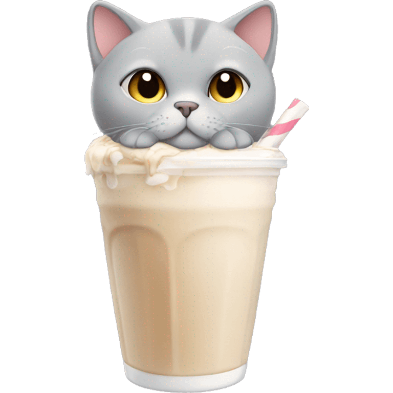 British shorthair drinking a milkshake  emoji