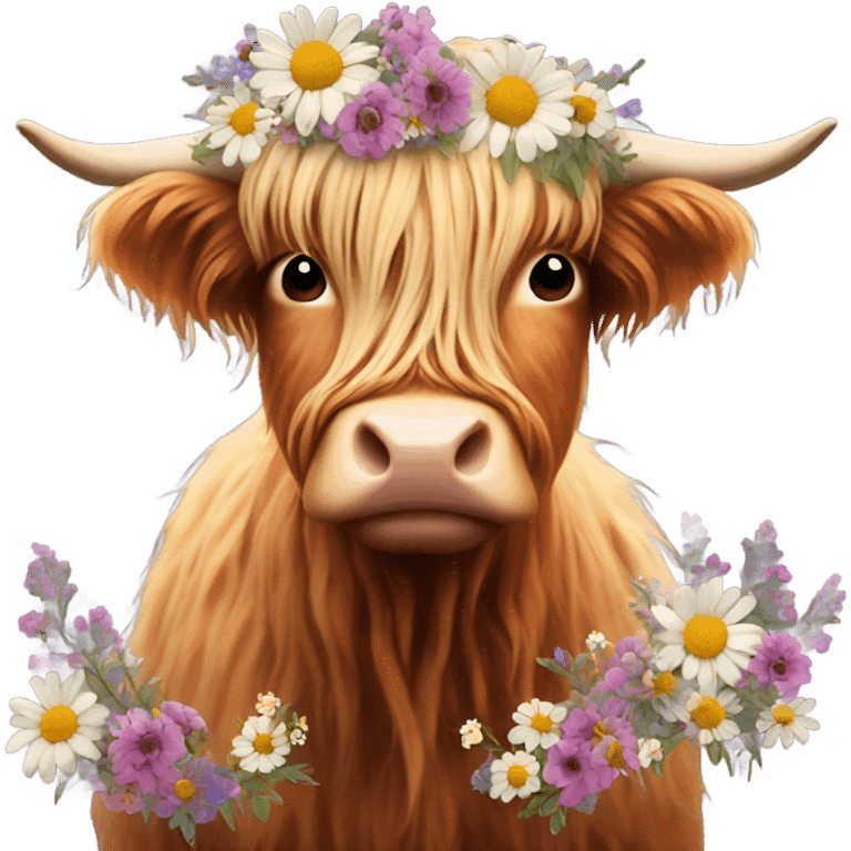 Highland cow covered in flowers  emoji