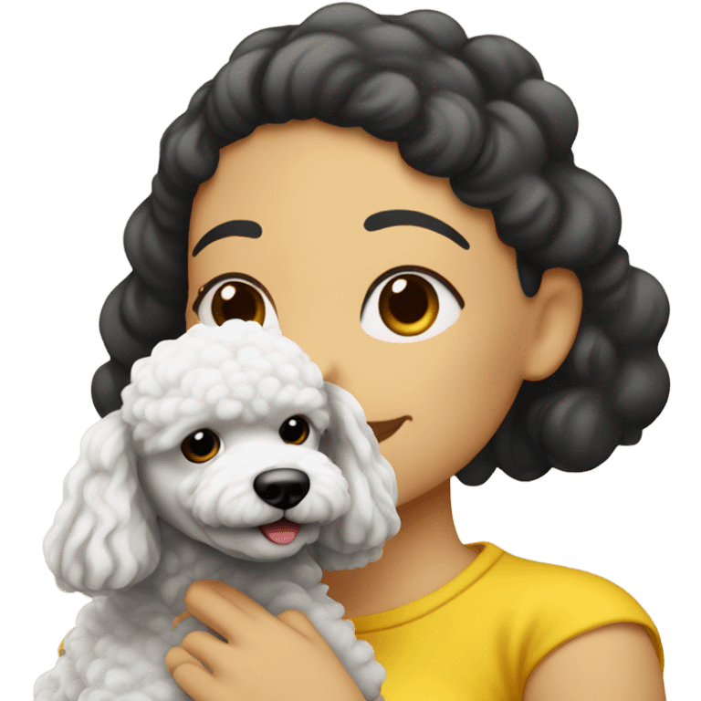 Poodle toy con una mujer tomándolo en brazos  emoji