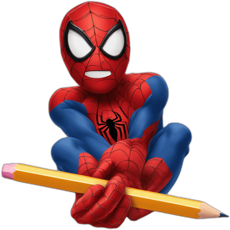 spiderman with a pencil emoji