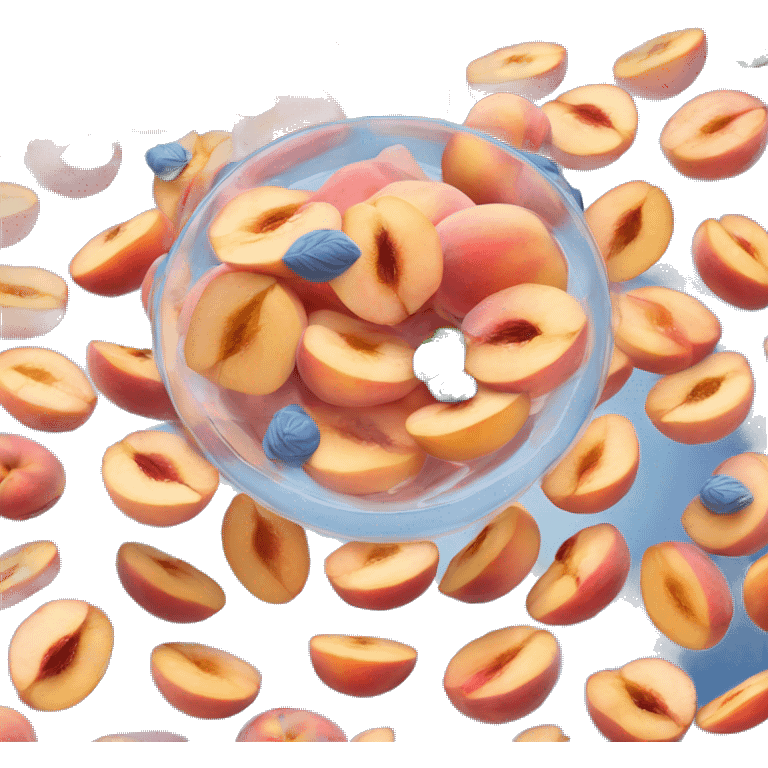 Pink peach slices in a clear bowl  emoji