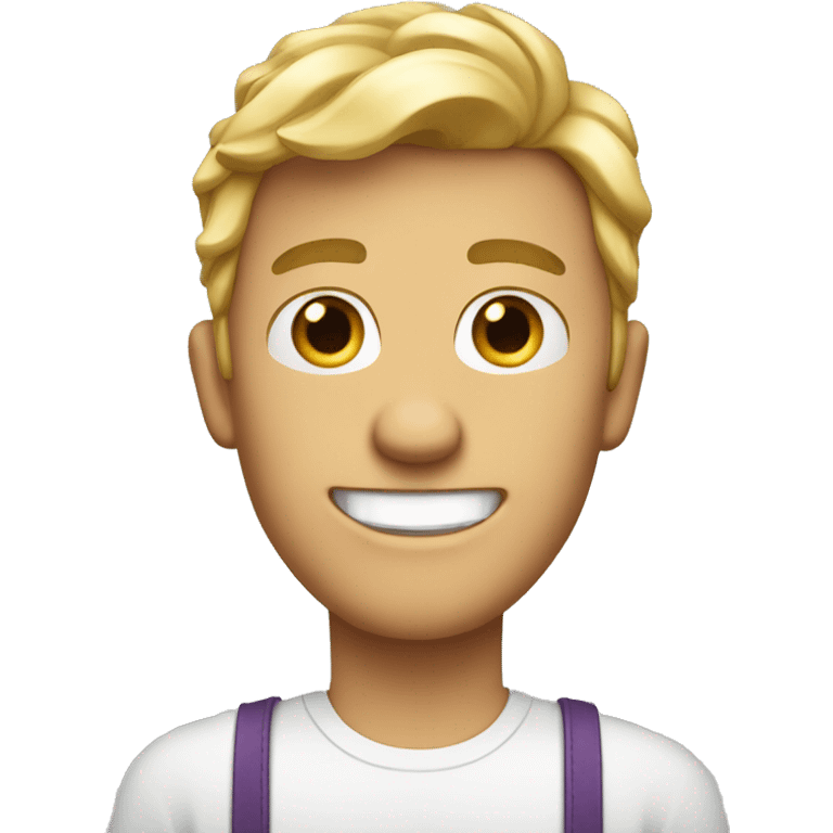 White Male, Eyes wide apart, Big teeth, Big smile, curtain hair style emoji