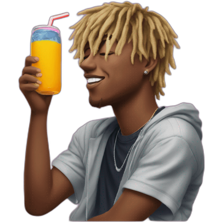 Juice Wrld drinking a Faygo emoji