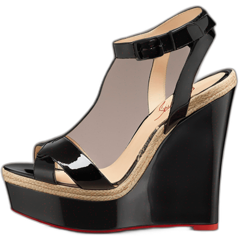 Platform wedges black patent louboutin sandal emoji