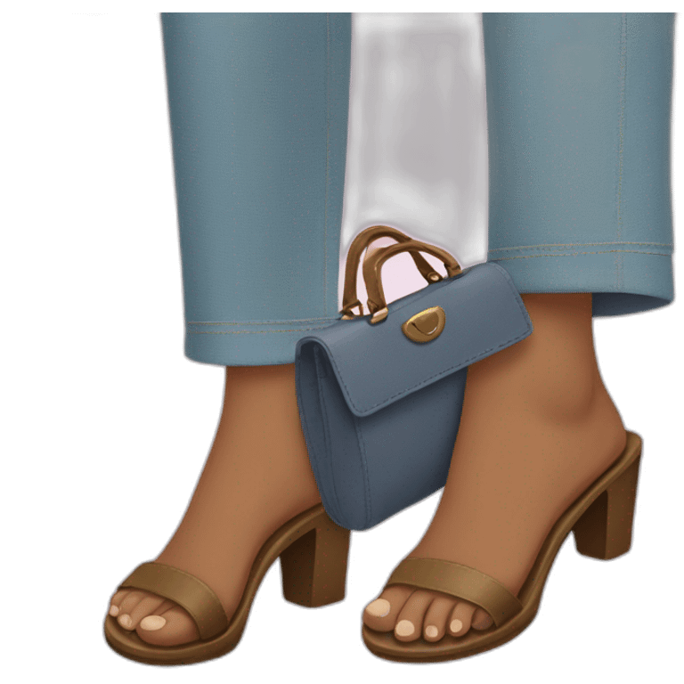 feet holding purse emoji