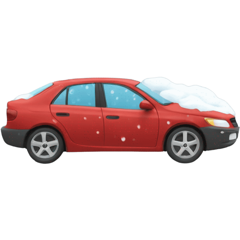 Driving red car in a snow storm emoji