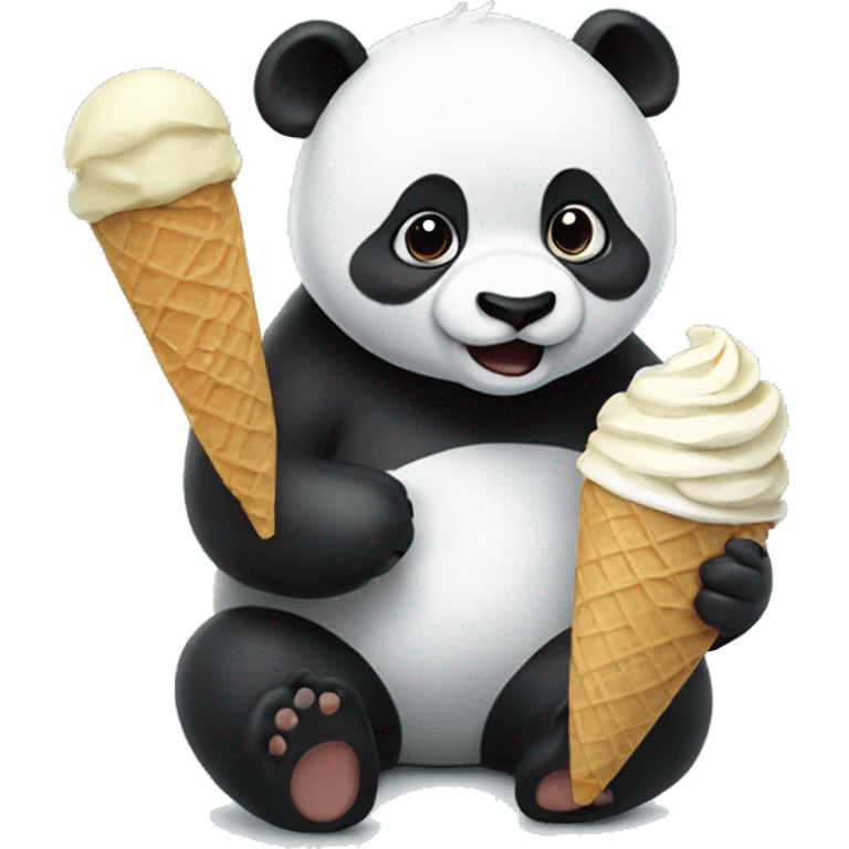 Panda eating ice cream emoji