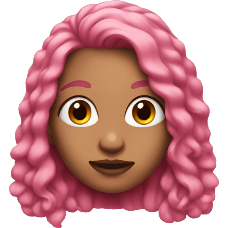 girl emoji with long pink hair and brown eyes with and eyebrow piercing on her left  emoji