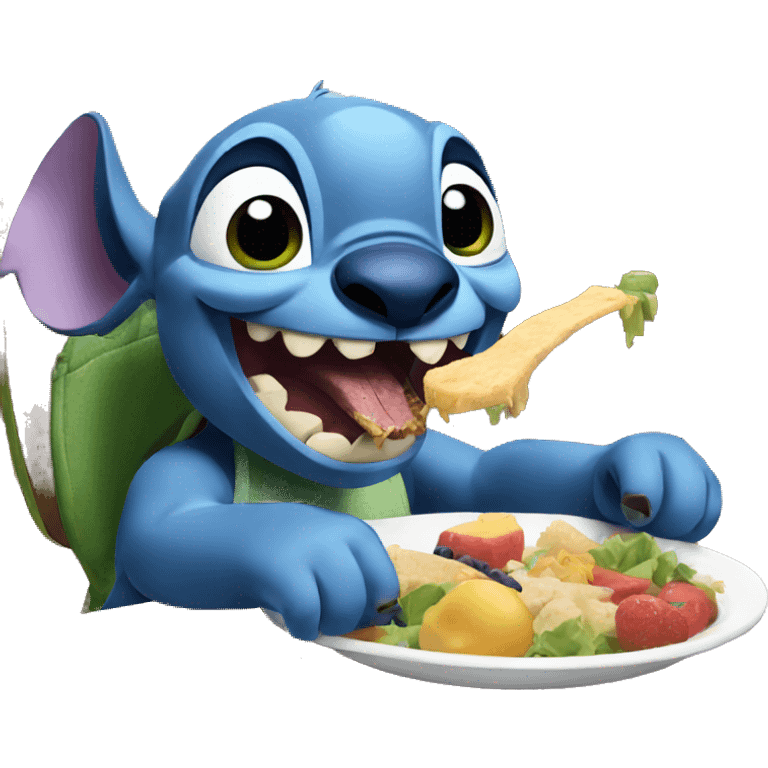 Stitch eating lunch  emoji