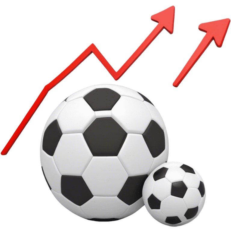 Cinematic realistic 3d growing graph  next to a soccer ball emoji