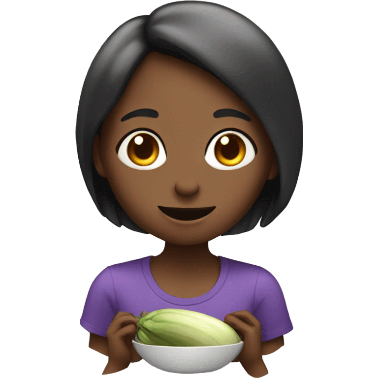 Girl eating eggplant  emoji