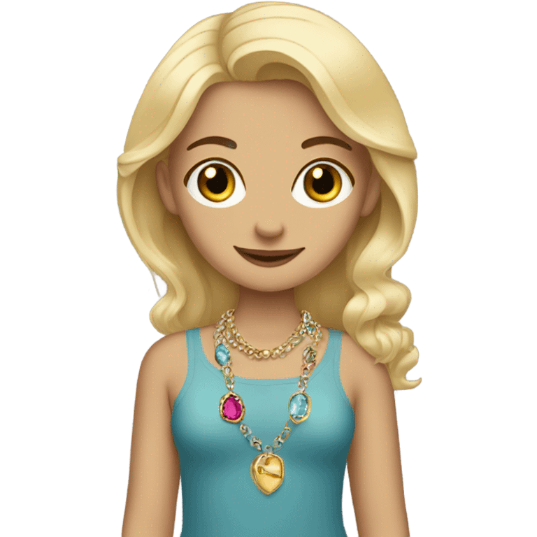 blonde girl with jewelry and boys emoji