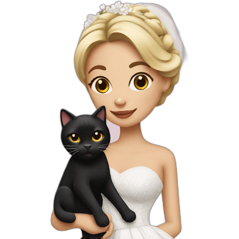 bride to be holding a black cat emoji