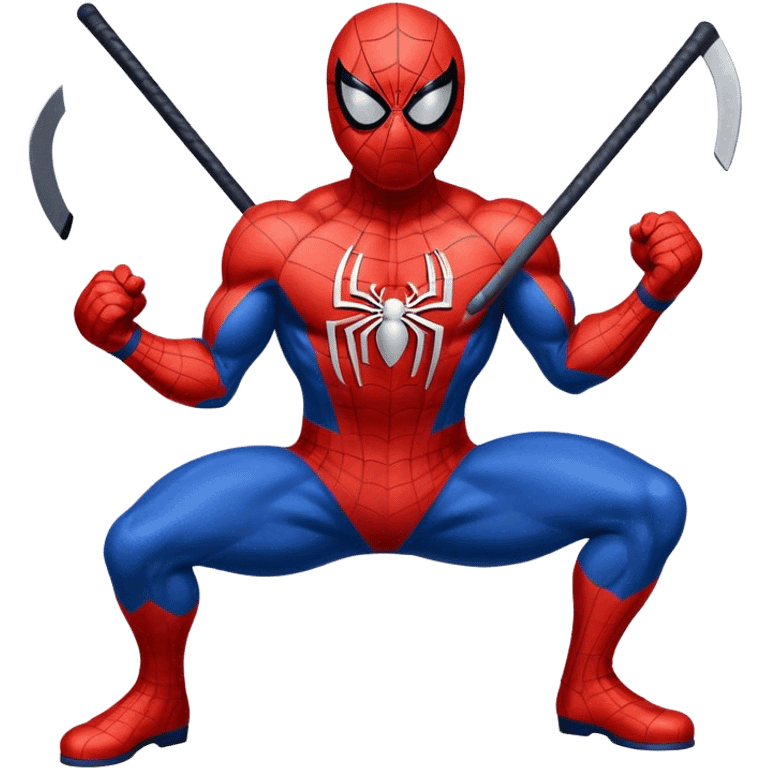 Muscular Spider-Man wearing a hockey mask emoji