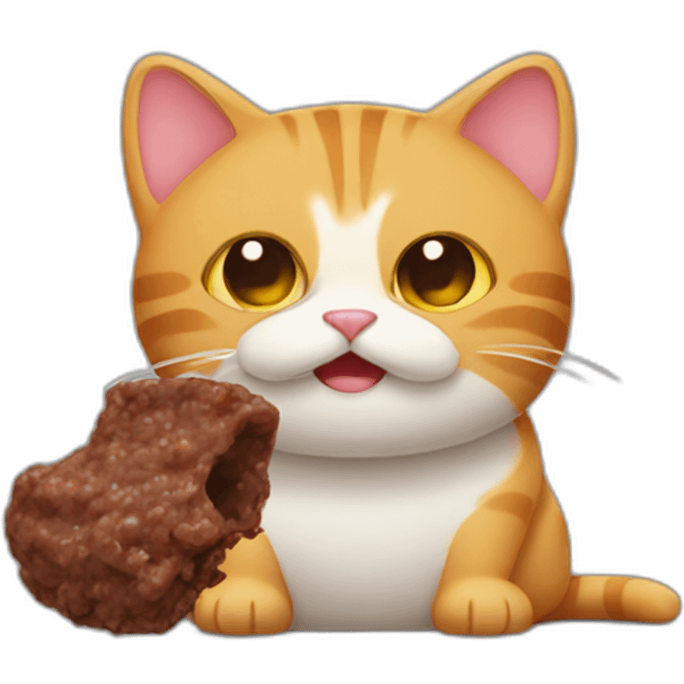 cat eating his poop emoji