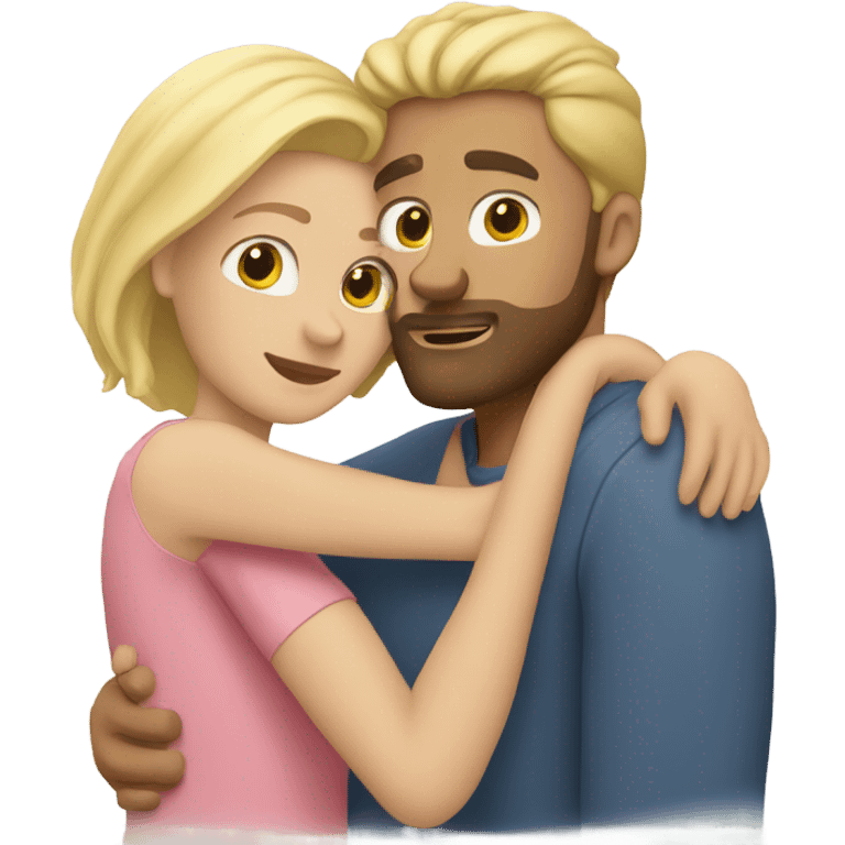 blonde woman, long hair, hugging a blonde man with beard. he short hair emoji