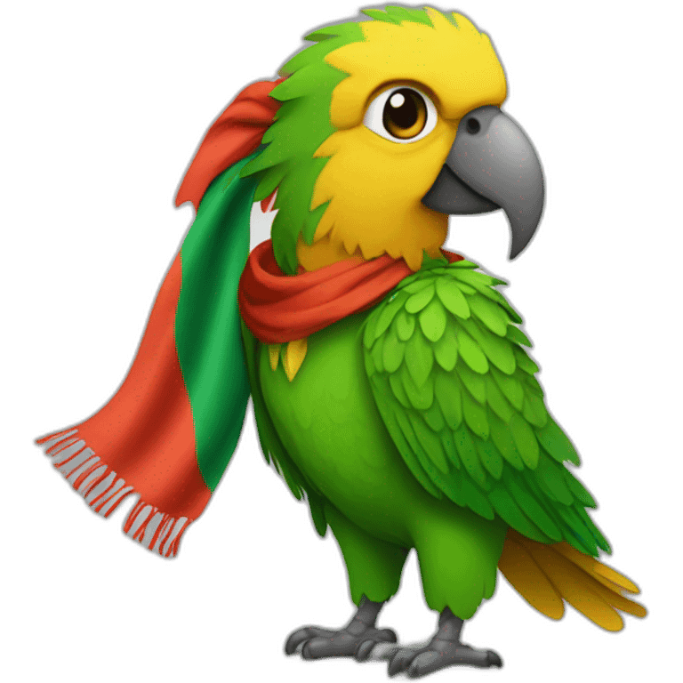 Shaggy-parrot-wearing-scarf-with-brazilian-flag emoji