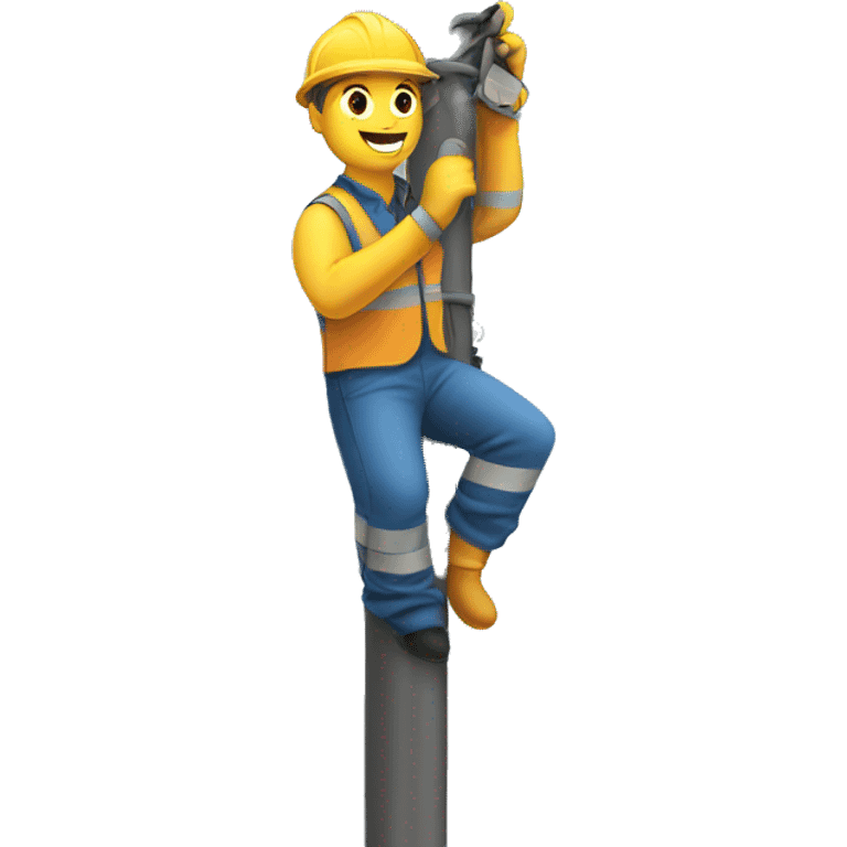 Powerline technician working on a pole  emoji