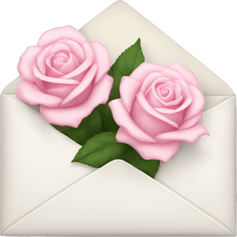 White envelope with light pink roses emoji