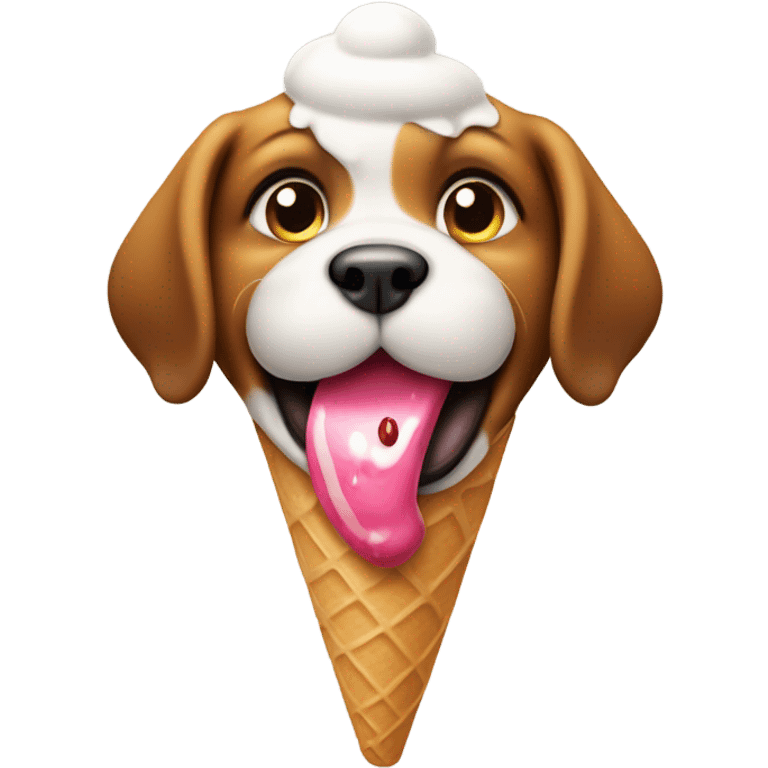 Puppy licking ice cream emoji