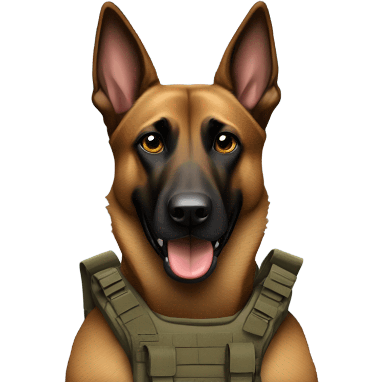 Brown Belgian malinois, tactical emoji