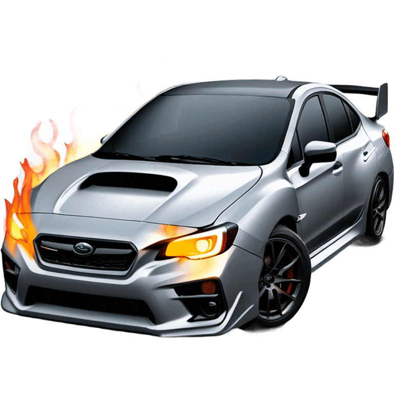 Subaru, WRX 2022 with flames coming out of exhaust pipe emoji