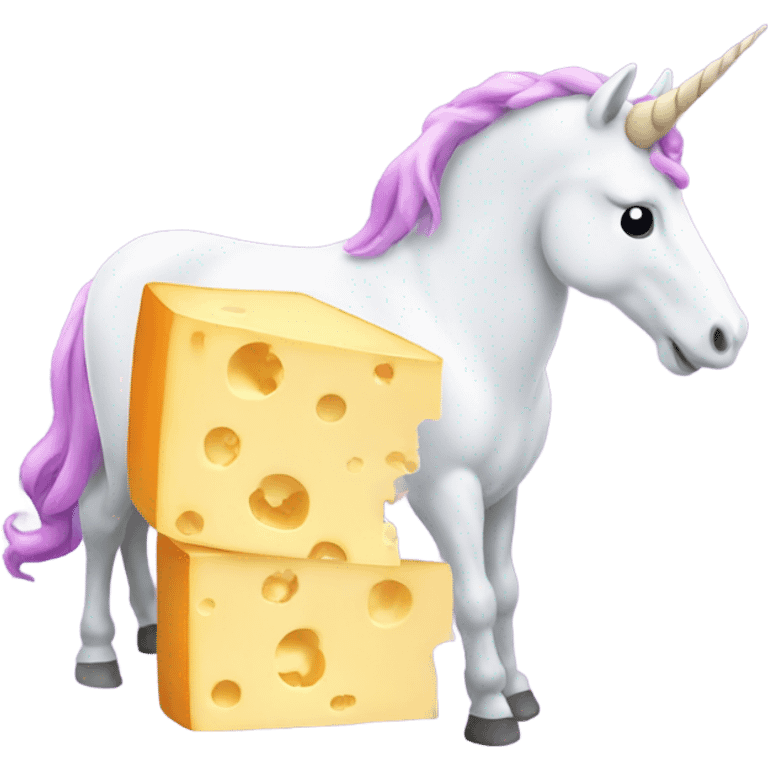 Unicorn eating block of cheese emoji