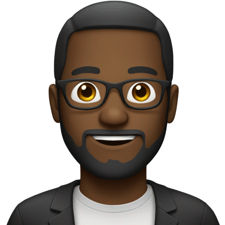 Draw a black man with a light beard, wearing glasses and smiling. emoji