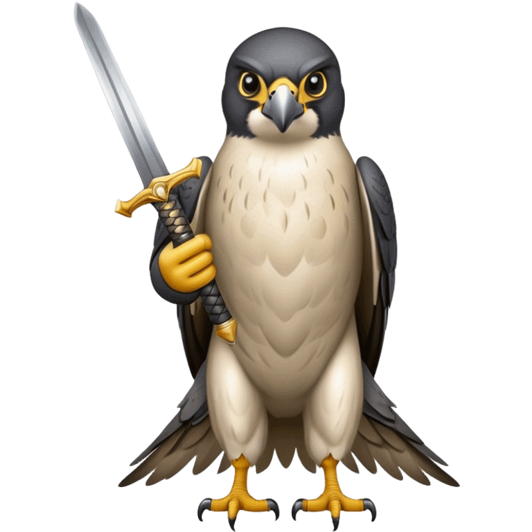 Peregrine falcon holding sword emoji