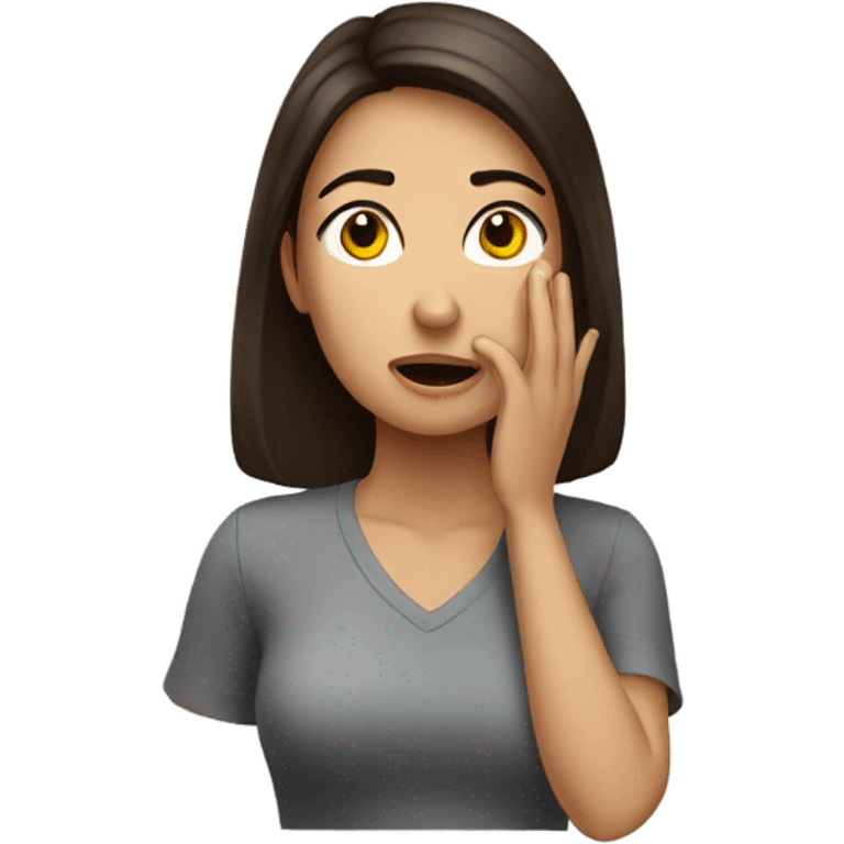 Brunette woman hitting forehead with hand emoji