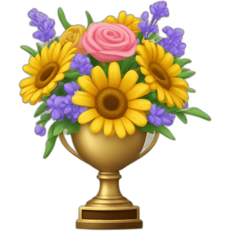 Bouquet de fleurs dans un trophée emoji